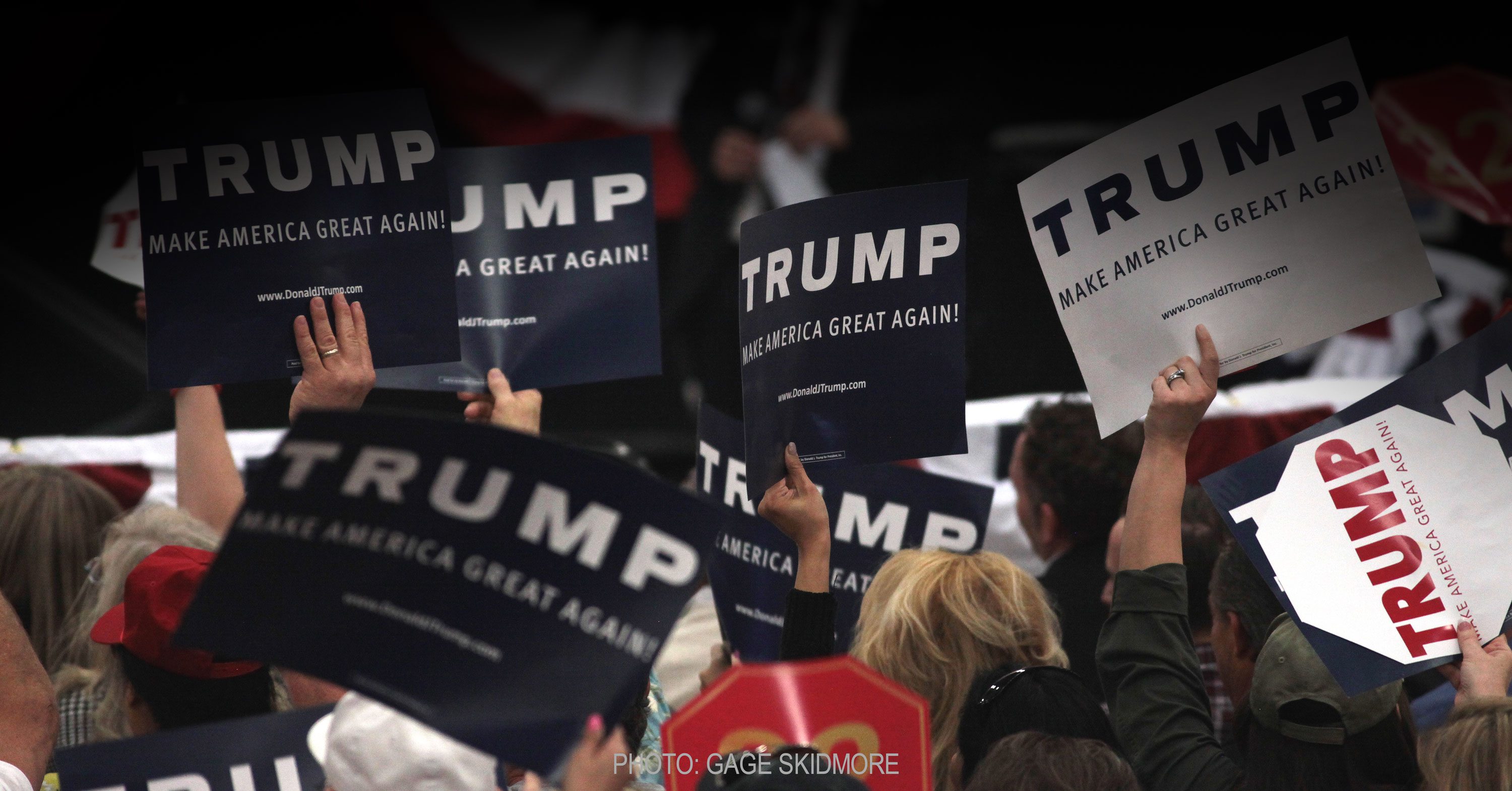 Trump Signs at a Rally by Gage Skidmore